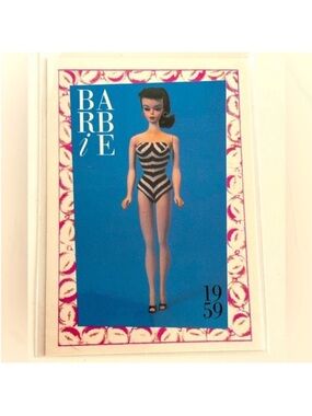 1990 Barbie Doll Swimsuit Mattel 1959 1st Barbie Collectible 4x6 Photo Card
